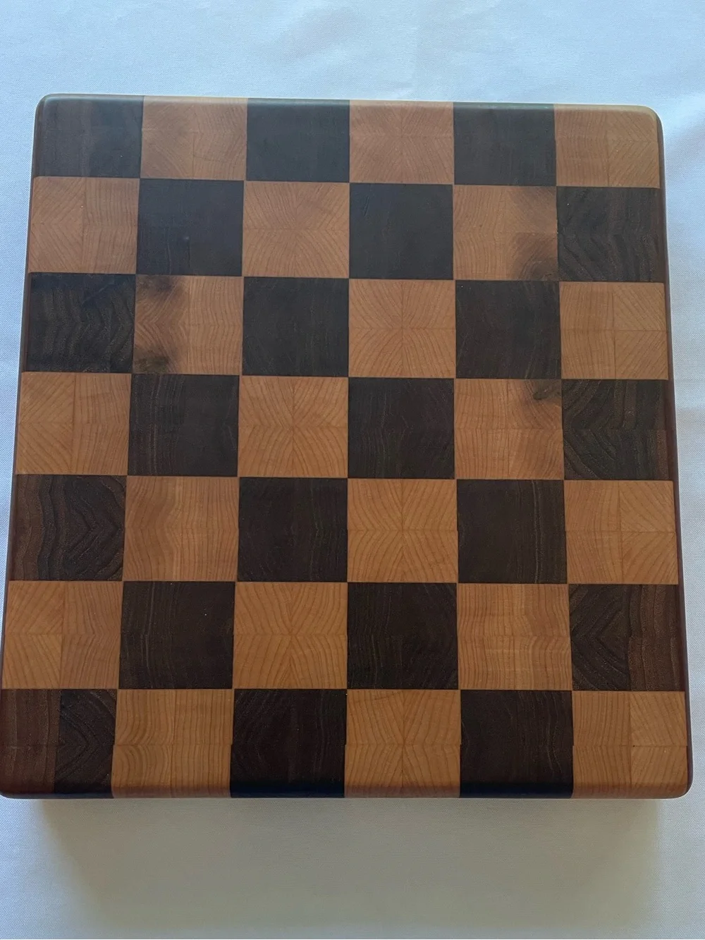 🔥 Maple & Walnut End Grain Checkerboard Cutting Board 12” Heavy Butcher Block